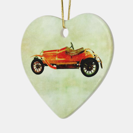 Vintages Rotes Auto Keramik Ornament (Links)