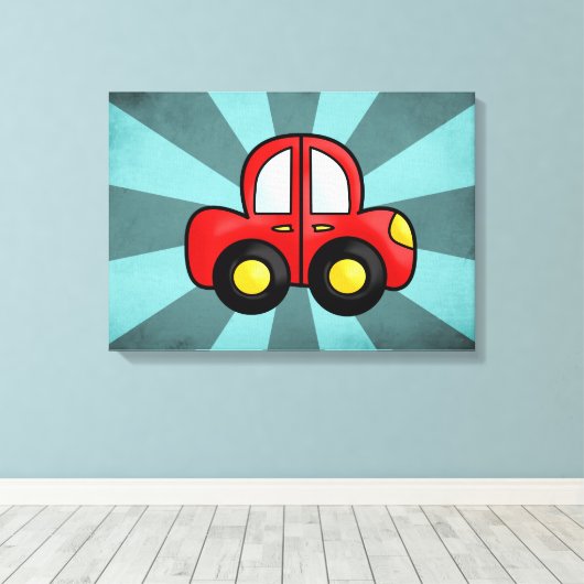 Vintages rotes Auto Leinwanddruck (Insitu (Holzboden))