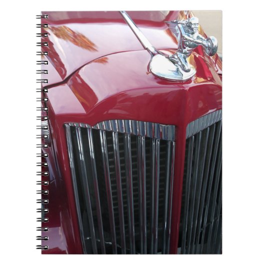 Vintages rotes Auto mit Chromhaube Notizblock (Vorderseite)