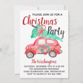 Vintages Rotes Auto Party Weihnachten Einladung (Vorderseite)