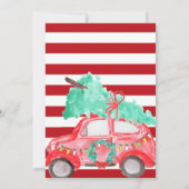 Vintages Rotes Auto Party Weihnachten Einladung (Rückseite)