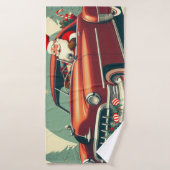 Vintages rotes Auto & Santa Badehandtuch (Badehandtuch)