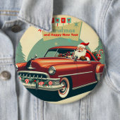 Vintages rotes Auto & Santa Button (Beispiel)