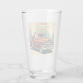 Vintages rotes Auto & Santa Glas (Rückseite)