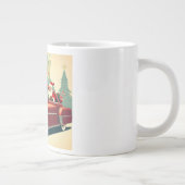 Vintages rotes Auto & Santa Jumbo-Tasse (Rechts)