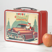 Vintages rotes Auto & Santa Metall Brotdose (Beispiel)
