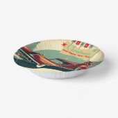 Vintages rotes Auto & Santa Pappteller (Gewinkelt)