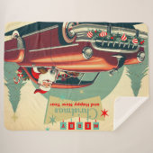 Vintages rotes Auto & Santa Sherpadecke (Vorderseite (Horizontal))