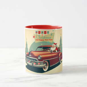 Vintages rotes Auto & Santa Tasse