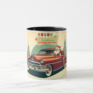 Vintages rotes Auto & Santa Tasse