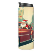 Vintages rotes Auto & Santa Thermosbecher (Nach rechts gedreht)