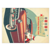 Vintages rotes Auto & Santa Tischdecke (Vorderseite (Horizontal))