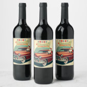 Vintages rotes Auto & Santa Weinetikett (Flaschen)