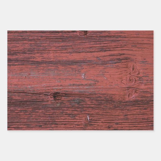 Vintages Rotes Barnholz Geschenkpapier Set (Vorderseite 3)