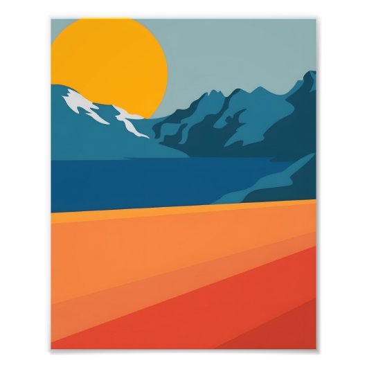 Vintages Rotes & Blaues Gebirge Kunst, Dichtung un Fotodruck (Vorne)