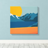 Vintages Rotes & Blaues Gebirge Kunst, Dichtung un Leinwanddruck (Insitu (Holzboden))