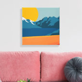 Vintages Rotes & Blaues Gebirge Kunst, Dichtung un Leinwanddruck (Insitu (Wohnzimmer))