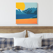 Vintages Rotes & Blaues Gebirge Kunst, Dichtung un Leinwanddruck (Insitu (Schlafzimmer))