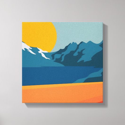 Vintages Rotes & Blaues Gebirge Kunst, Dichtung un Leinwanddruck (Vorderseite)