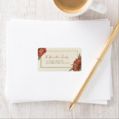 Vintages rotes Blumenmuster Adressaufkleber (Insitu)