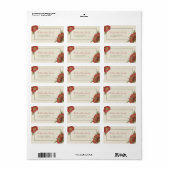 Vintages rotes Blumenmuster Adressaufkleber (Vorne)