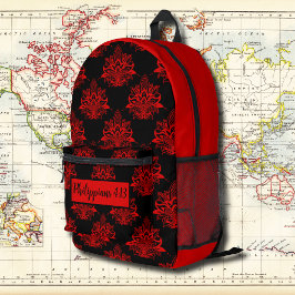 Vintages rotes Blumenmuster mit Bibelverse Bedruckter Rucksack