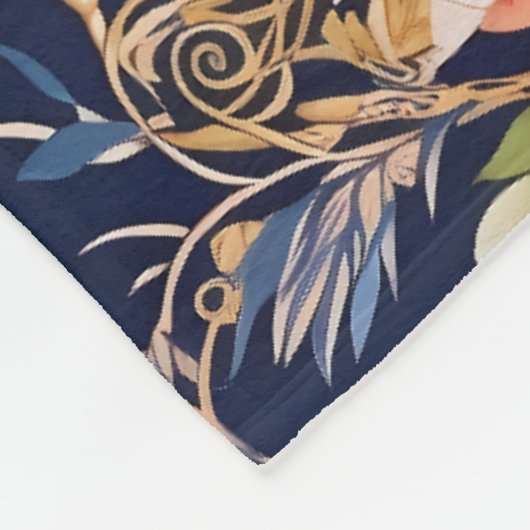 Vintages Rotes Chinoiserie Blumen Fleecedecke (Ecke)