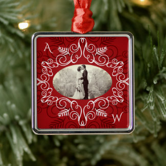 Vintages Rotes Deko-Rahmen-festes Foliage-Chic-Fot Ornament Aus Metall