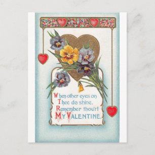 Vintages Rotes Dreieck Herzklopfen und Violetten V Feiertagspostkarte