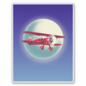 Vintages Rotes Flugzeug Aufkleber (Vorderseite)