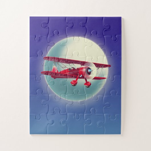Vintages Rotes Flugzeug Puzzle (Vertikal)