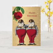 Vintages Rotes Gold Tweedles Geburtstag Karte (Gelbe Blume)