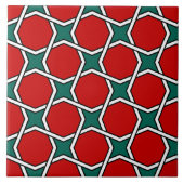Vintages rotes grün-arabisches Ägypten Geometrismu Fliese (Vorderseite)