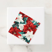 Vintages Rotes Grünes Poinsettias-Muster Geschenkanhänger (Beispiel)