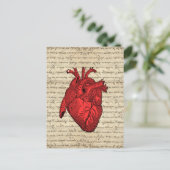 Vintages Rotes Herz Postkarte (Stehend Vorderseite)