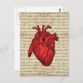 Vintages Rotes Herz Postkarte (Vorne/Hinten)