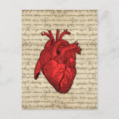 Vintages Rotes Herz Postkarte (Vorderseite)