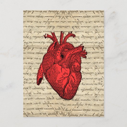 Vintages Rotes Herz Postkarte (Vorderseite)