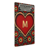 Vintages rotes Herzmonogramm Mini-Zwischenablage Mini Klemmbrett (Schrägansicht)