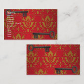 Vintages Rotes Hintergrundpapier und Schlüssel Visitenkarte (Vorne/Hinten)