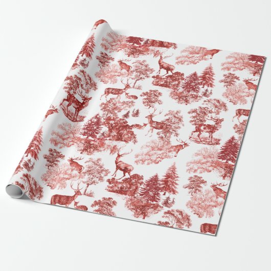 Vintages Rotes Hirsch im Schneewald Geschenkpapier (Ungerollt)