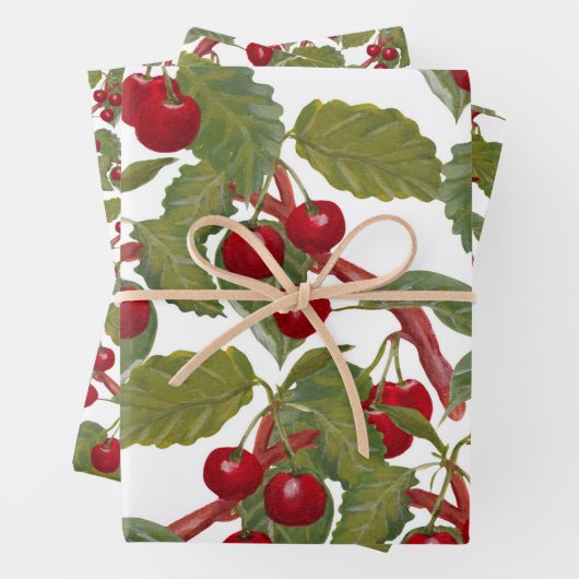 Vintages Rotes Kirschen Geschenkpapier Set (Beispiel)