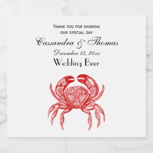 Vintages Rotes Krebs #1 Zeichnend Bierflaschenetikett (Einzelnes Label)