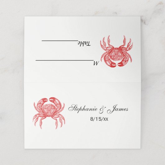 Vintages Rotes Krebs #1 Zeichnend Platzkarte (Außenseite Aufgefaltet)