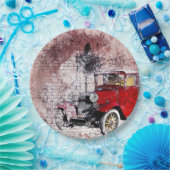 Vintages rotes Kunstauto  Pappteller (Party)