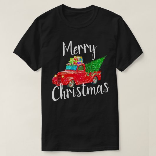 Vintages rotes LKW-Weihnachten T-Shirt (Design vorne)