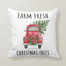 Vintages rotes LKW-Weihnachtsbaum-niedliches Kissen