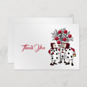 Vintages Rotes Malen der Rose Dankeskarte (Vorne/Hinten)