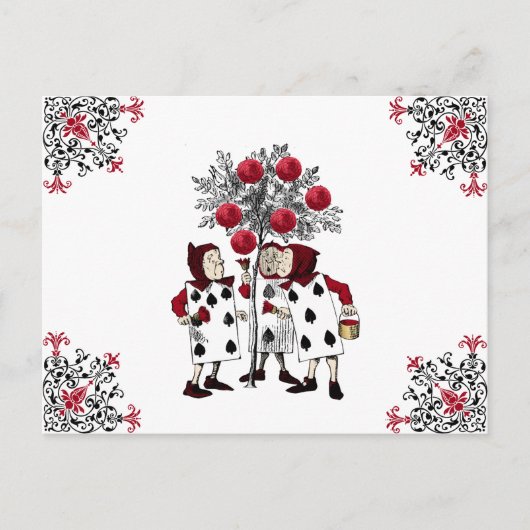 Vintages Rotes Malen der Rose Postkarte (Vorderseite)