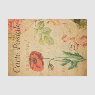 Vintages Rotes Mohn Blume Blumenfranzösisch Seidenpapier